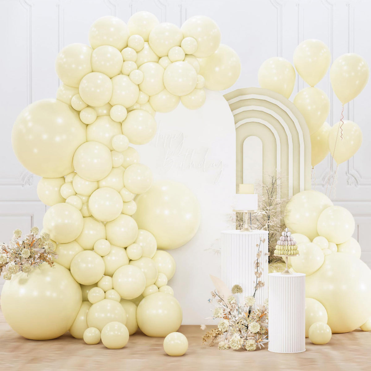 PartyWoo White Balloons 155pcs Matte White Latex Balloons Different Sizes