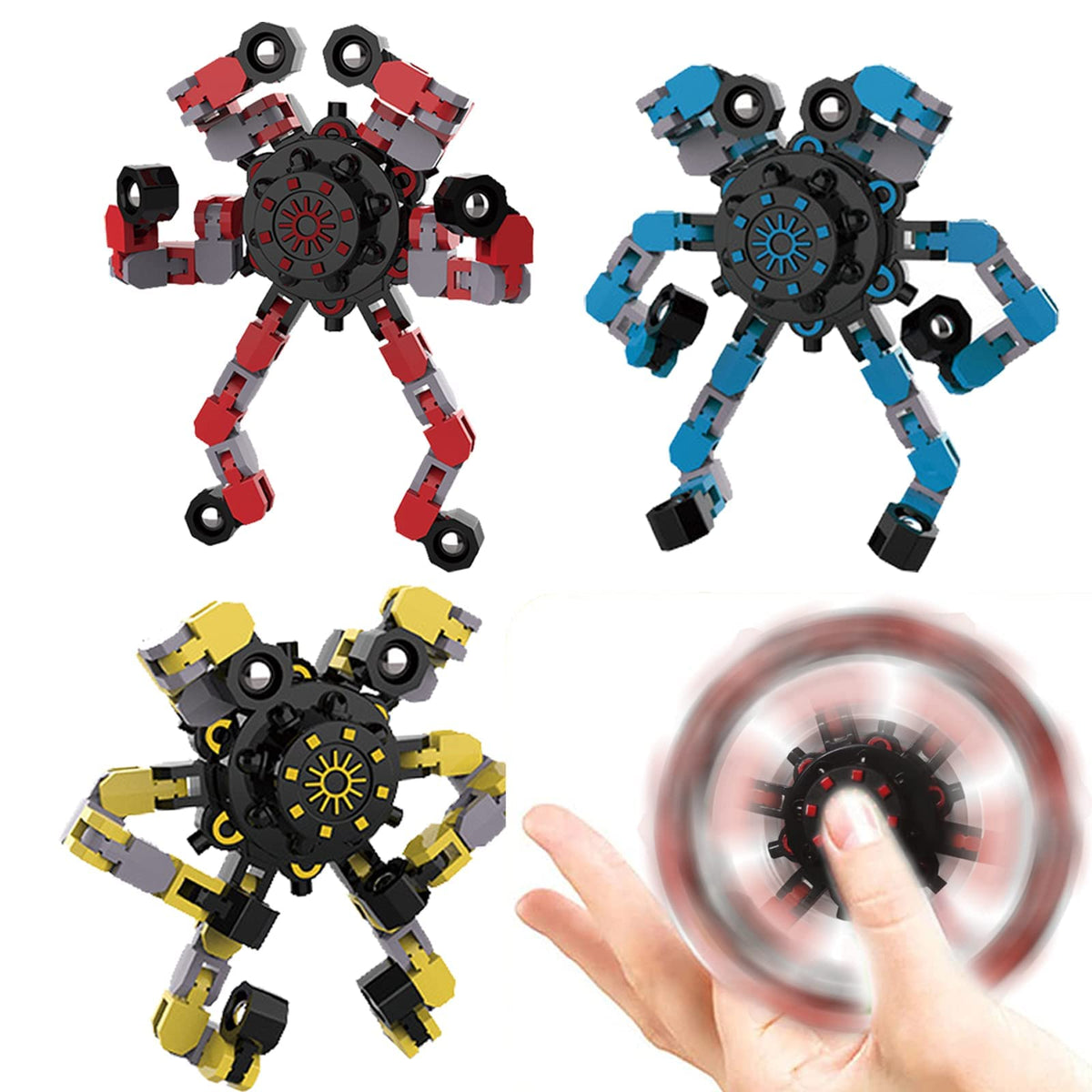 Transformable Fidget Spinners,9PCS Funny Sensory Fidget Toys for Kids