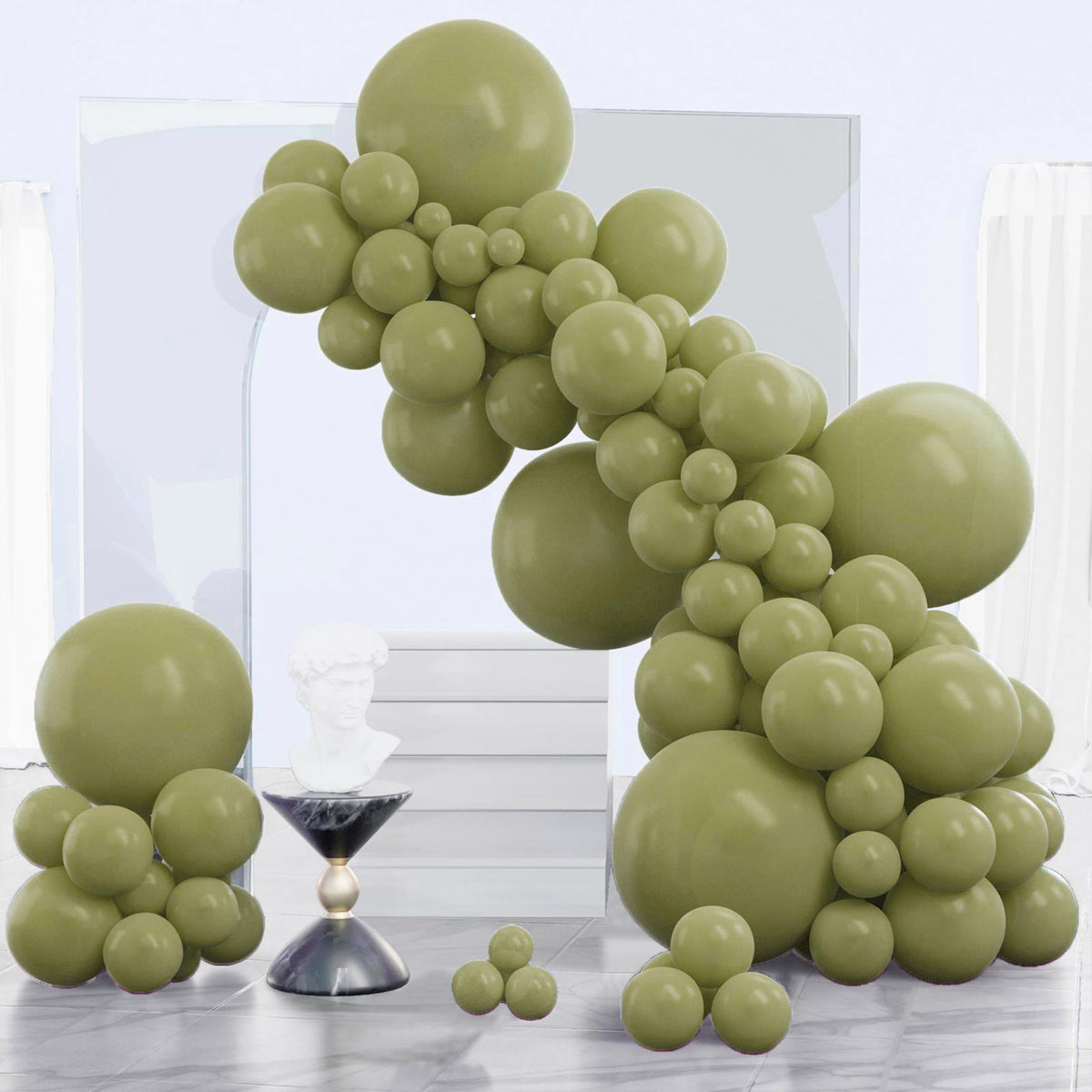 PartyWoo Pearl White Balloons 140pcs Metallic White Color Different Sizes