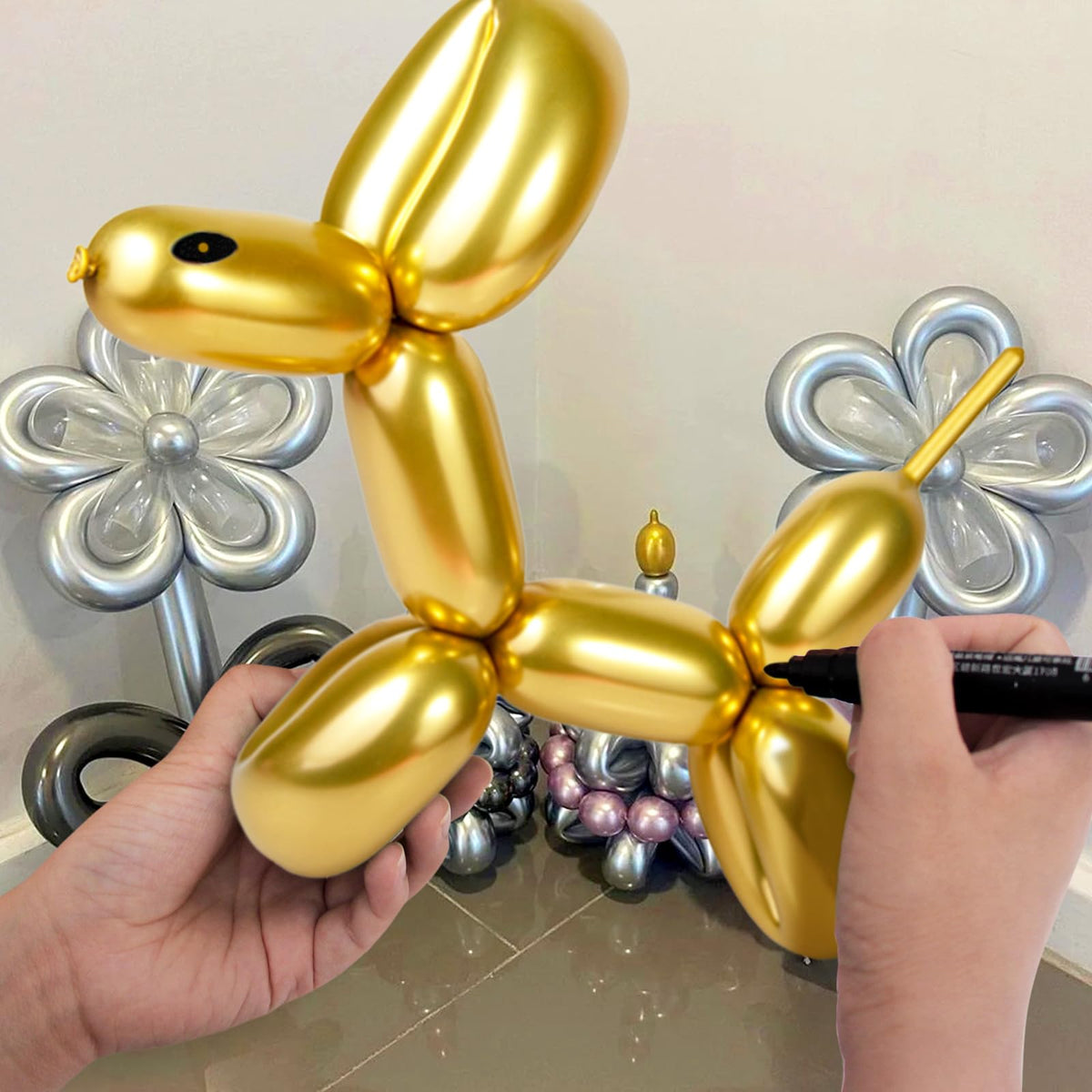 Long Orange 260 Balloons Kit for Kids Party Decor, Bright Long Balloons Twisting Animals Pack Thicken Latex for Halloween Orange Balloon Arch Party Decor.