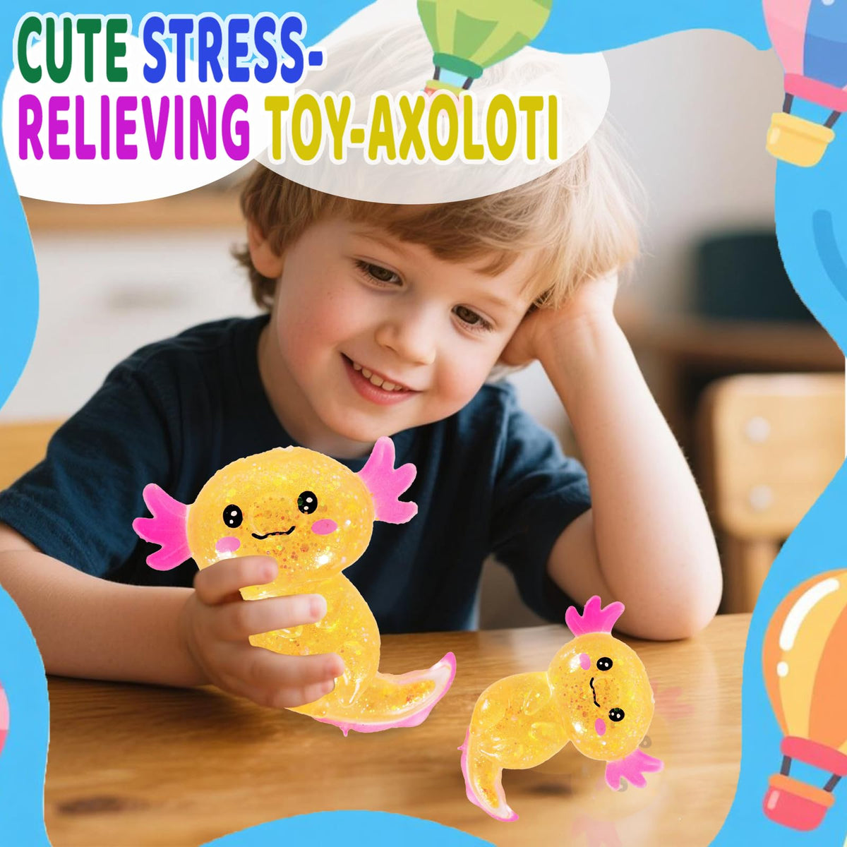 4pcs Axolotl Squishy Stress Relief Toy Glitter Fidget Toys Cute Malt Sugar Axolotl Toy Fidget Toys for Kids Youth Adult, Party Favors Anxiety Relief Squishy Toys(4pcs)
