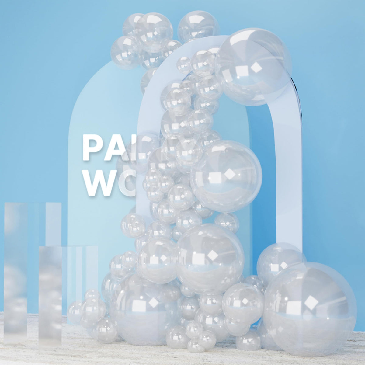 PartyWoo Pearl White Balloons 140pcs Metallic White Color Different Sizes