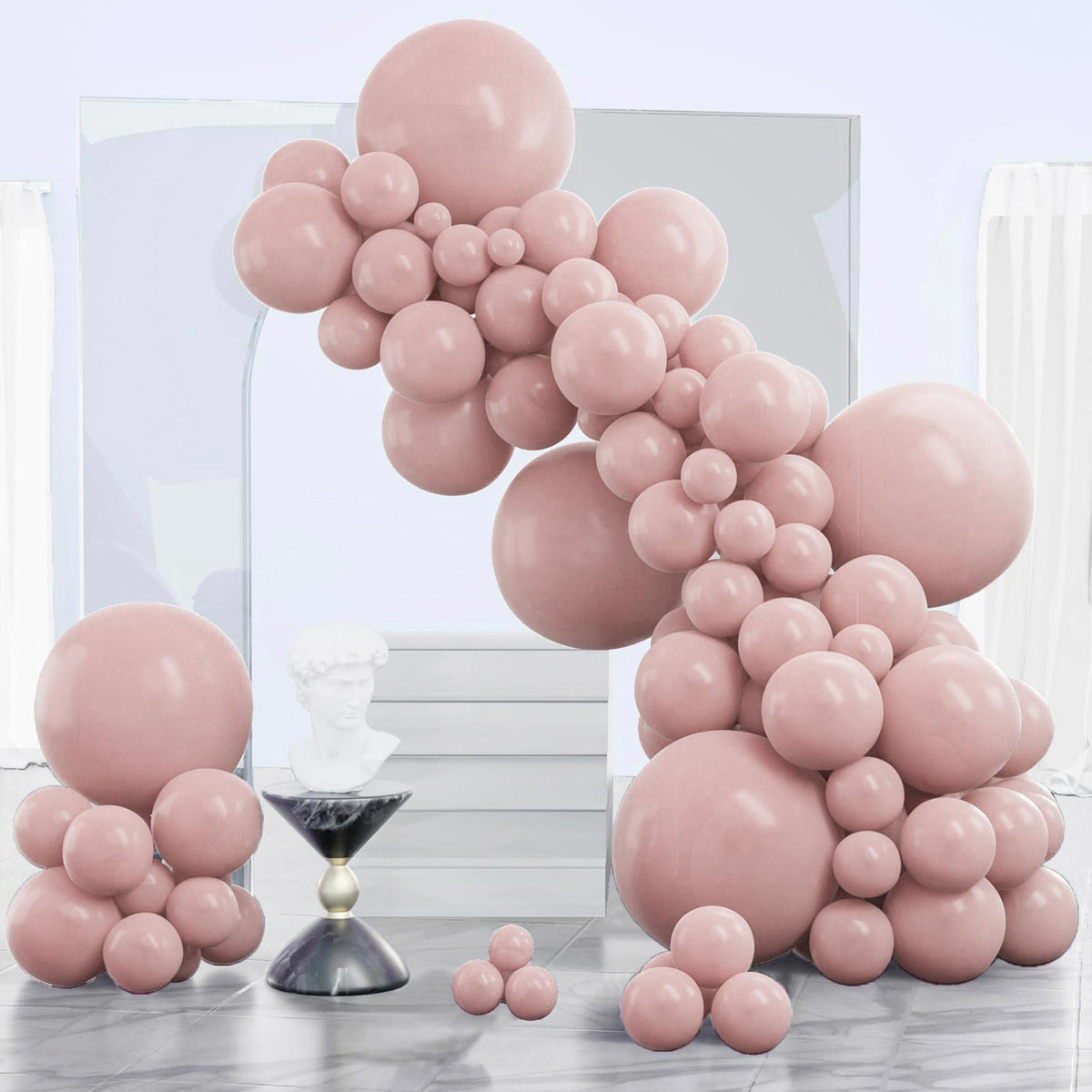 PartyWoo Pearl White Balloons 140pcs Metallic White Color Different Sizes