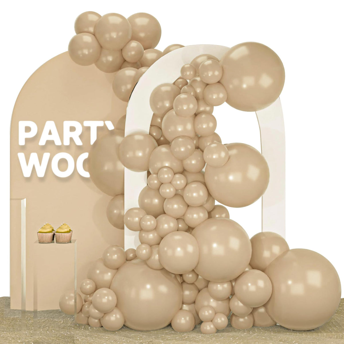 PartyWoo Pearl White Balloons 140pcs Metallic White Color Different Sizes