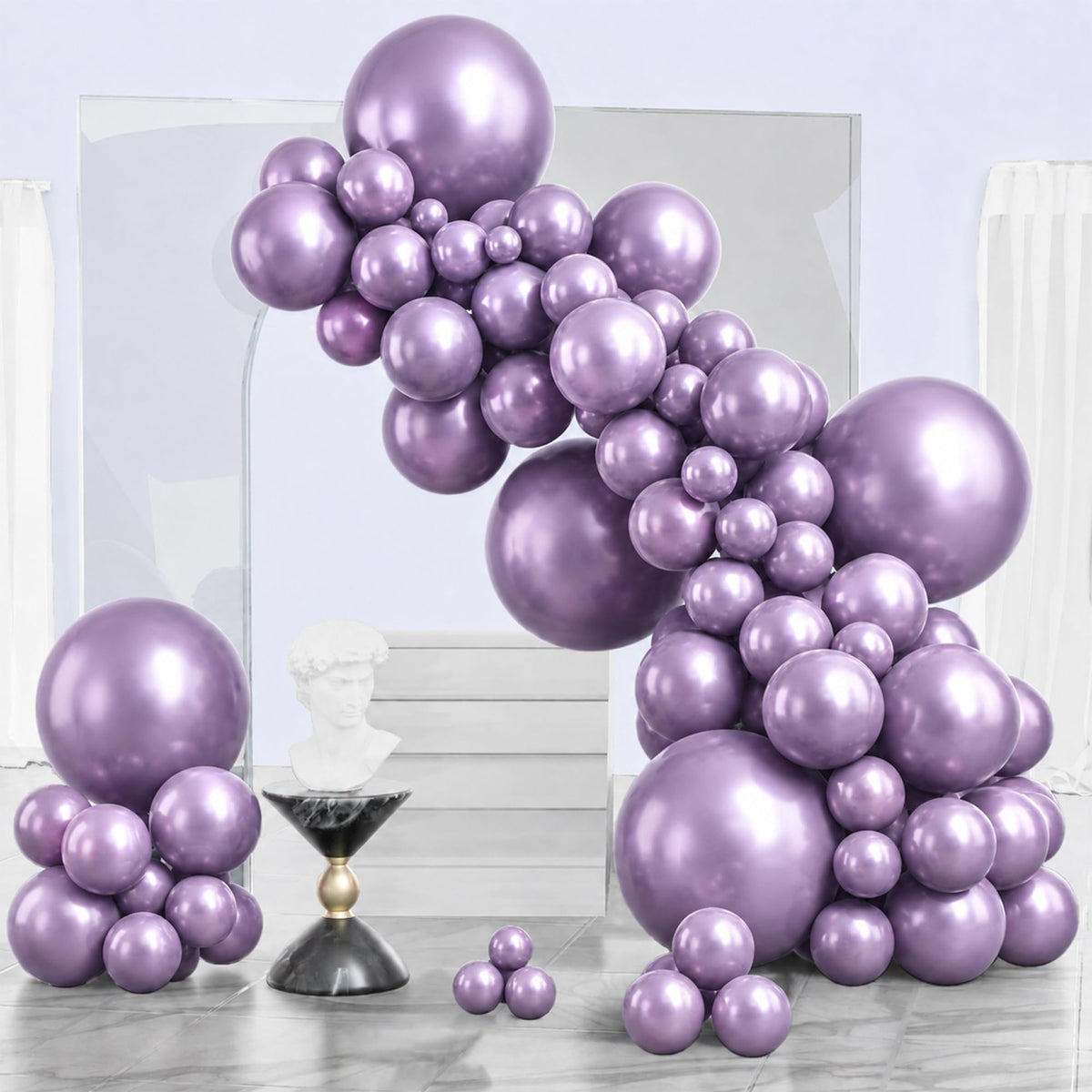 PartyWoo Pearl White Balloons 140pcs Metallic White Color Different Sizes