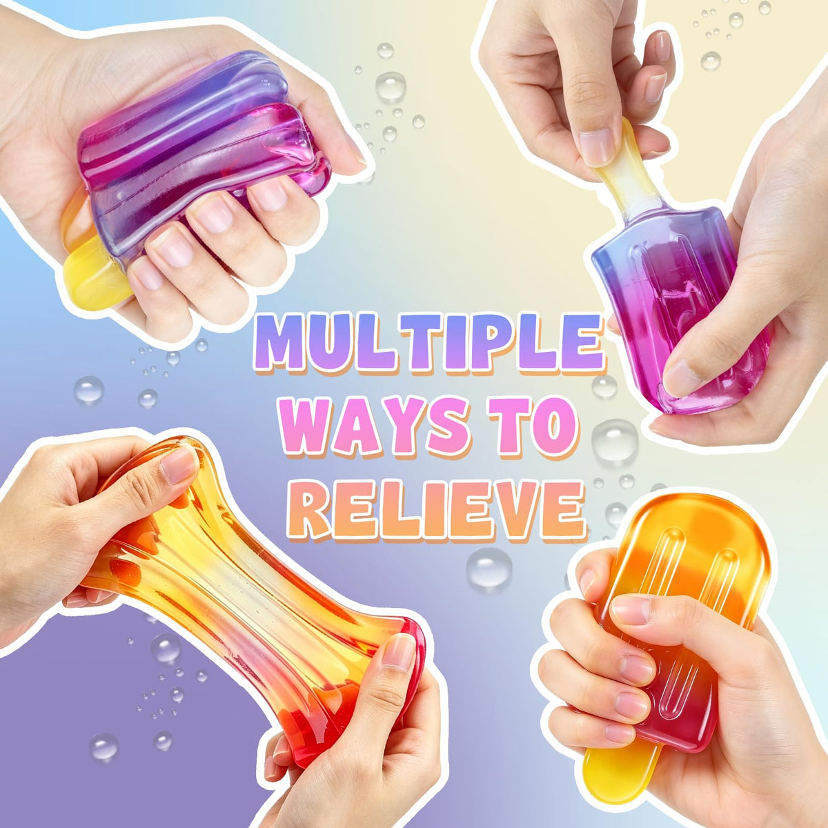 3pc Stress Balls for Adults, Squishy Ball Sensory Textured Memory Gel Fidget Toys for Kids/Adults Hand Exercises, Valentines Day Party Favors Anxiety Relief Squeeze Ball(1.80“)