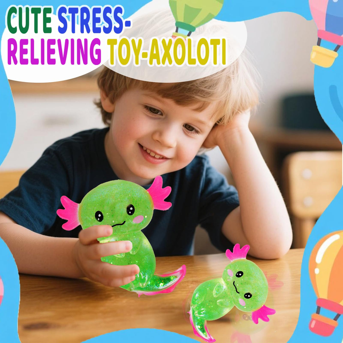 4pcs Axolotl Squishy Stress Relief Toy Glitter Fidget Toys Cute Malt Sugar Axolotl Toy Fidget Toys for Kids Youth Adult, Party Favors Anxiety Relief Squishy Toys(4pcs)