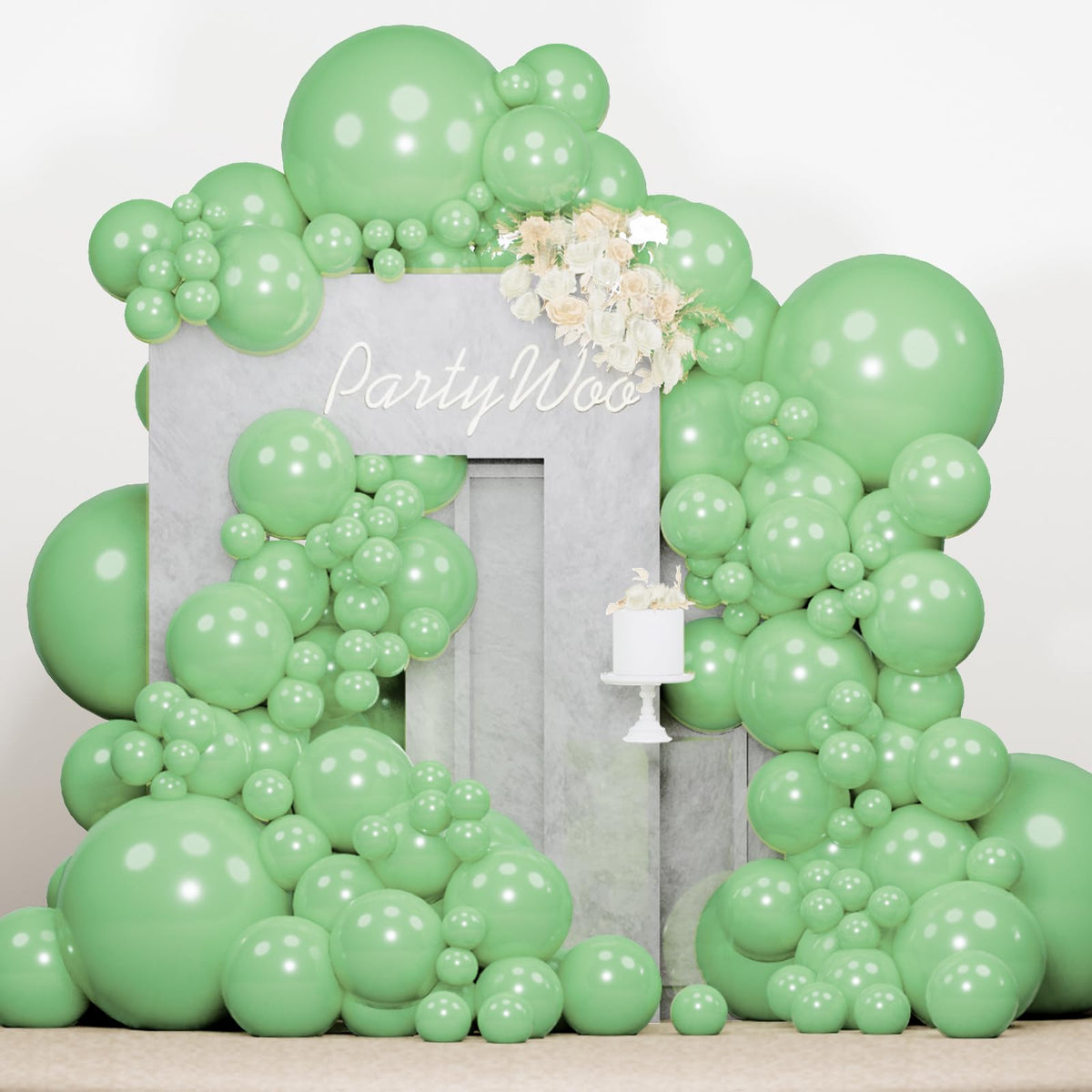 PartyWoo Pearl White Balloons 140pcs Metallic White Color Different Sizes