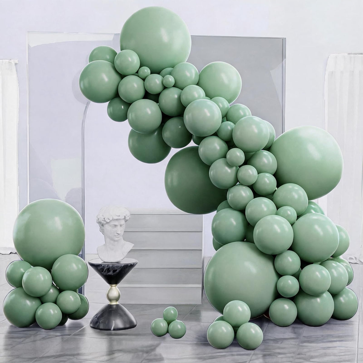 PartyWoo Pearl White Balloons 140pcs Metallic White Color Different Sizes