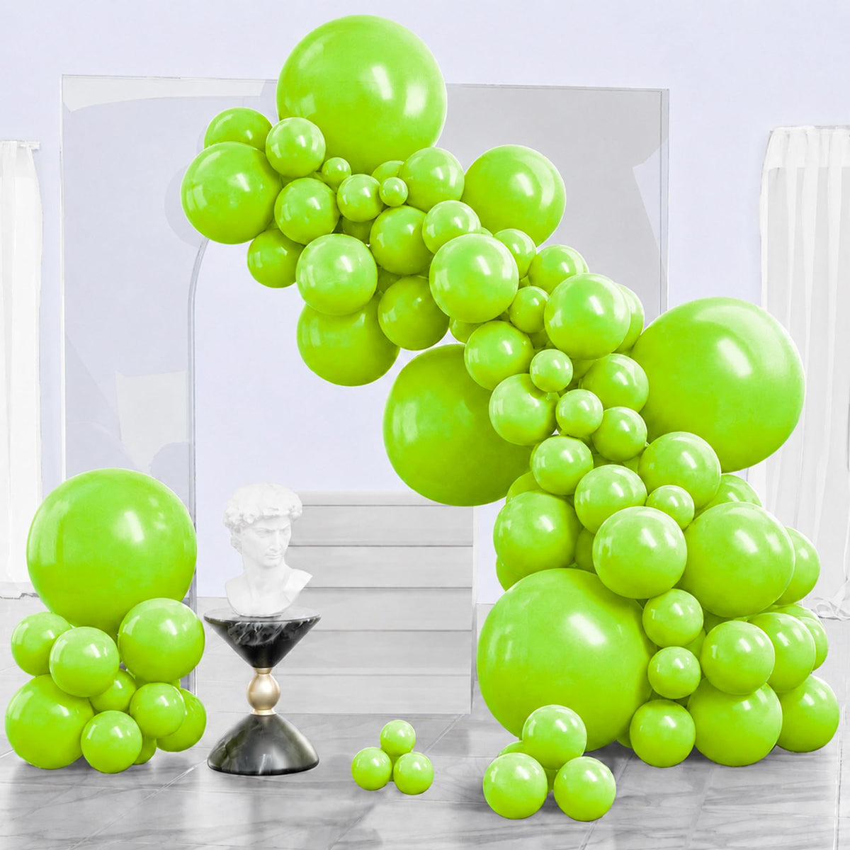 PartyWoo Pearl White Balloons 140pcs Metallic White Color Different Sizes