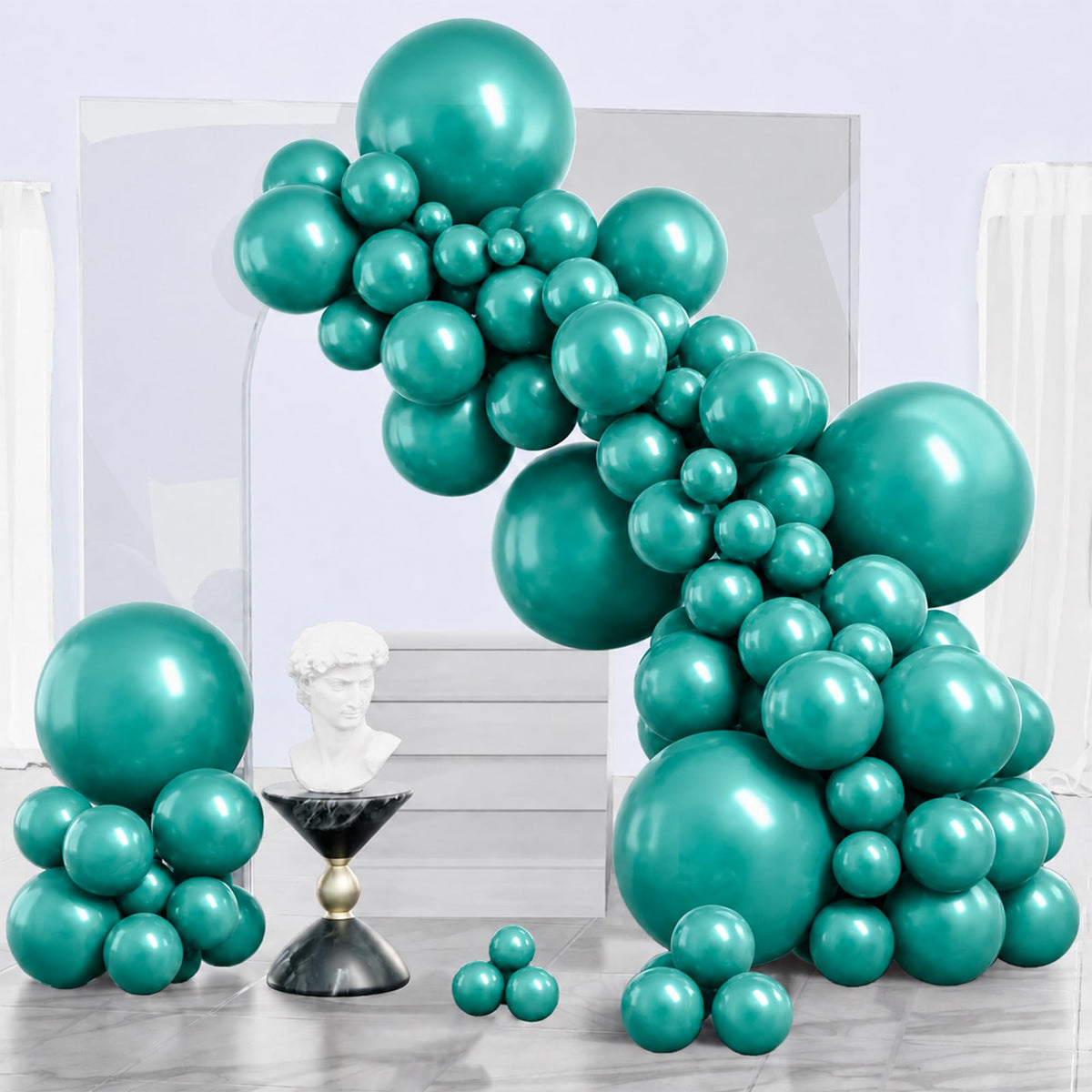 PartyWoo Pearl White Balloons 140pcs Metallic White Color Different Sizes