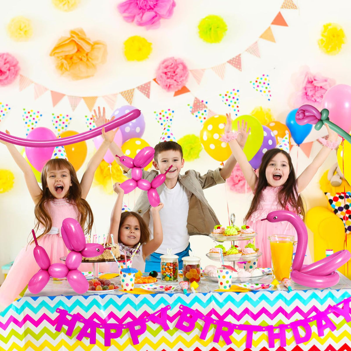 Long Orange 260 Balloons Kit for Kids Party Decor, Bright Long Balloons Twisting Animals Pack Thicken Latex for Halloween Orange Balloon Arch Party Decor.