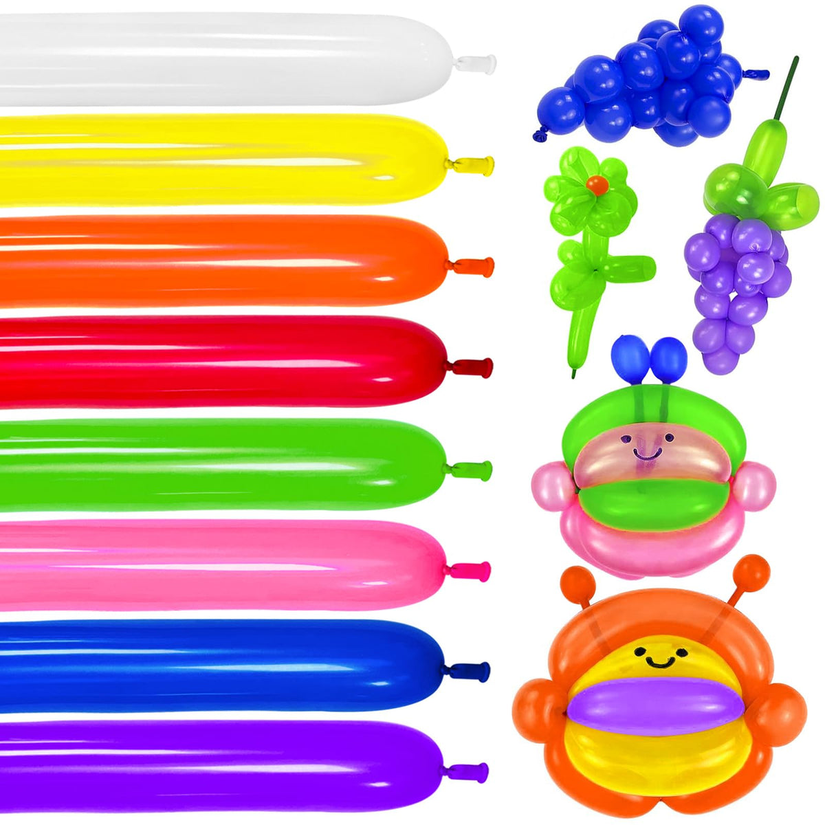 Long Orange 260 Balloons Kit for Kids Party Decor, Bright Long Balloons Twisting Animals Pack Thicken Latex for Halloween Orange Balloon Arch Party Decor.