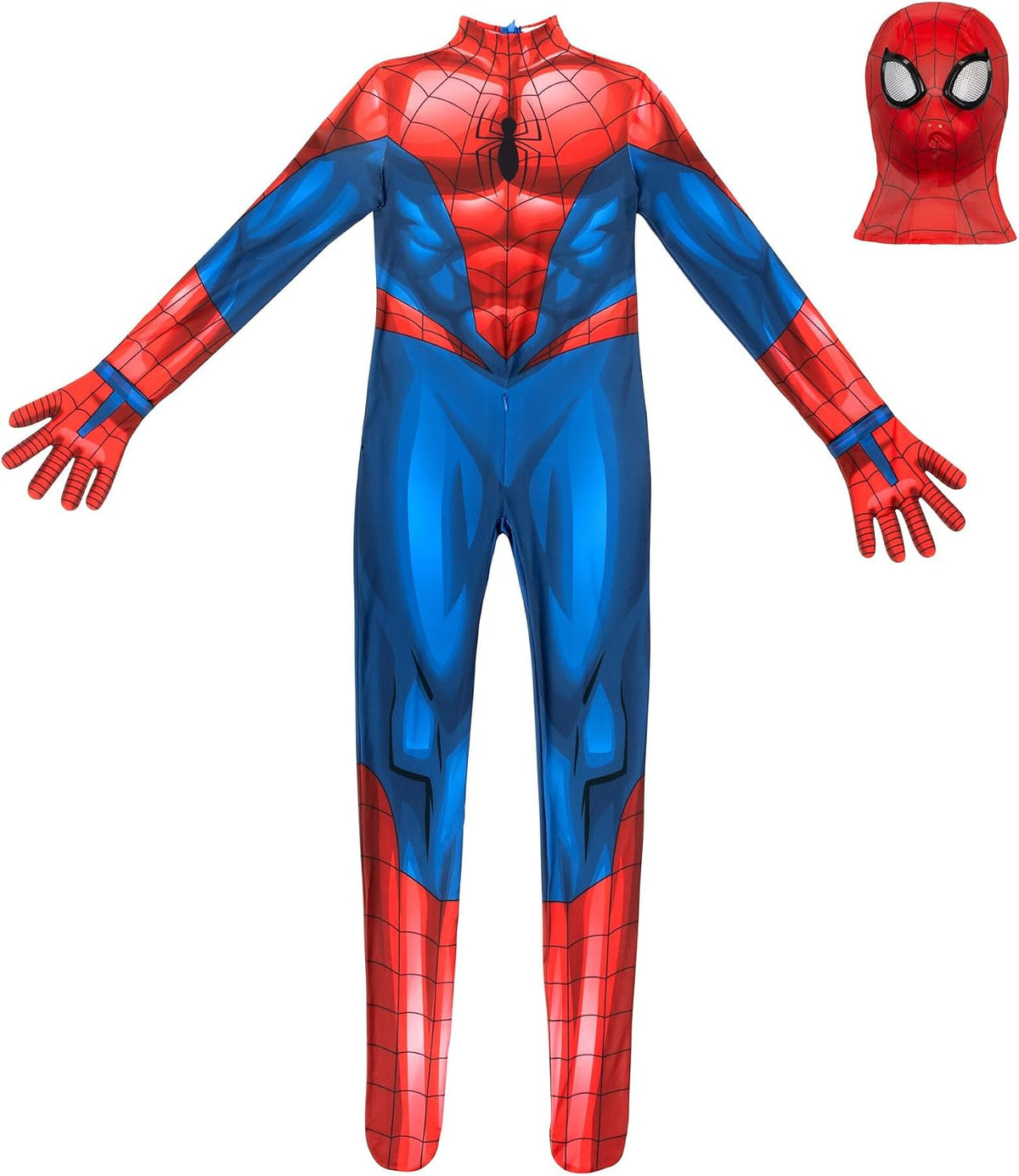 Marvel Spider-Man Official Youth Deluxe Zentai Costume - Deluxe Two-Way Stretch Spandex with Invisible Zippers and Wrist Openings for Added Convenience (L)