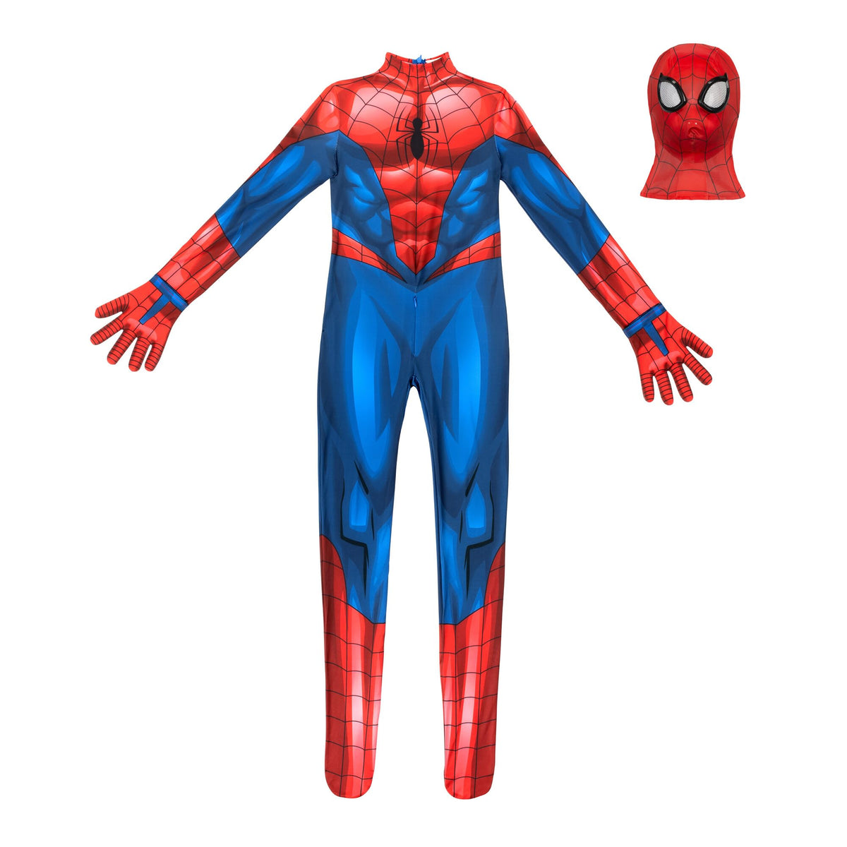 Marvel Spider-Man Official Youth Deluxe Zentai Costume - Deluxe Two-Way Stretch Spandex with Invisible Zippers and Wrist Openings for Added Convenience (L)