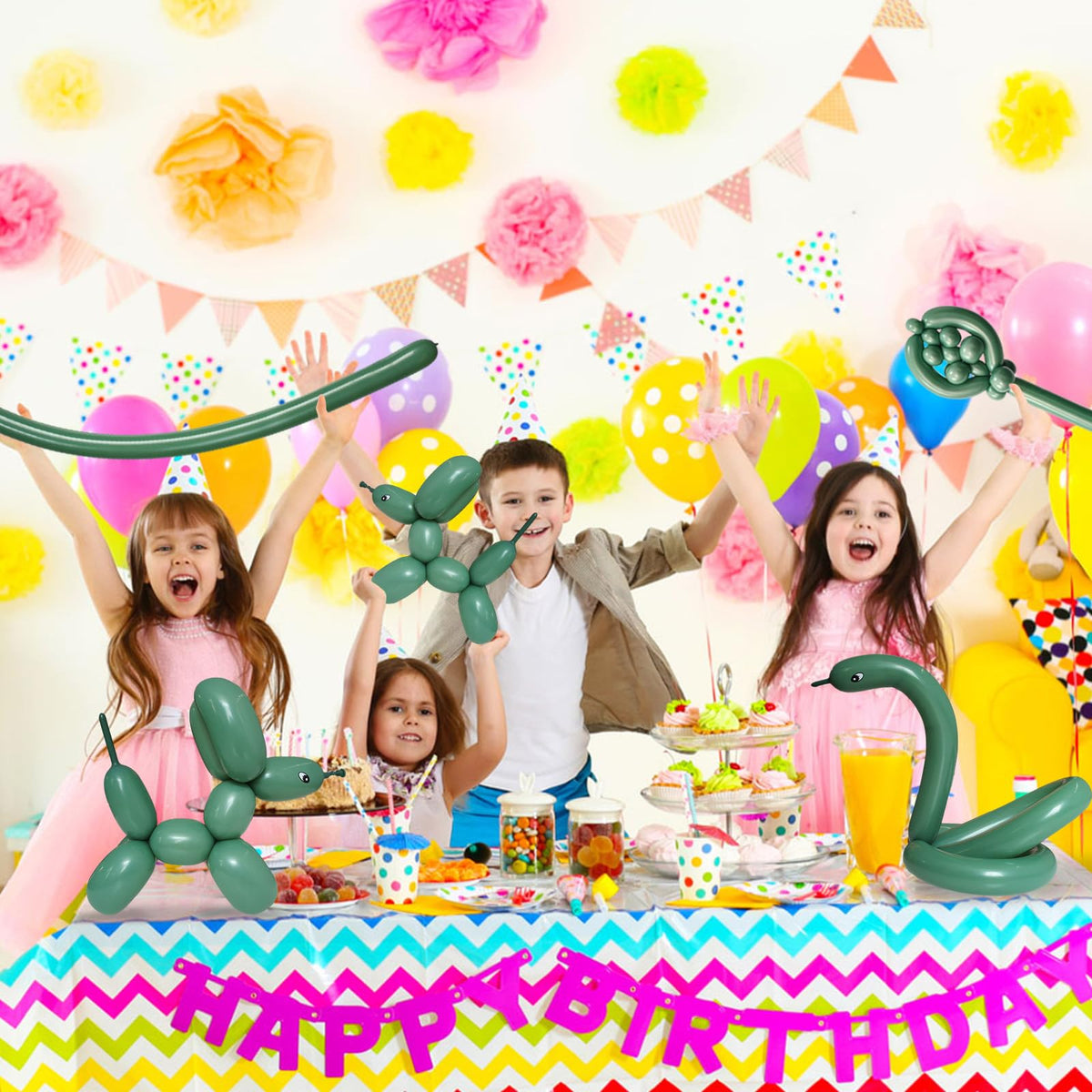 Long Orange 260 Balloons Kit for Kids Party Decor, Bright Long Balloons Twisting Animals Pack Thicken Latex for Halloween Orange Balloon Arch Party Decor.