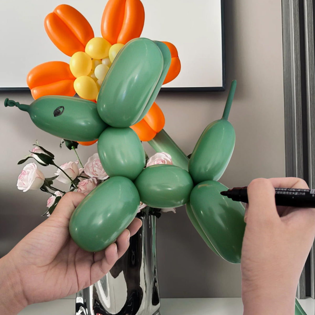 Long Orange 260 Balloons Kit for Kids Party Decor, Bright Long Balloons Twisting Animals Pack Thicken Latex for Halloween Orange Balloon Arch Party Decor.