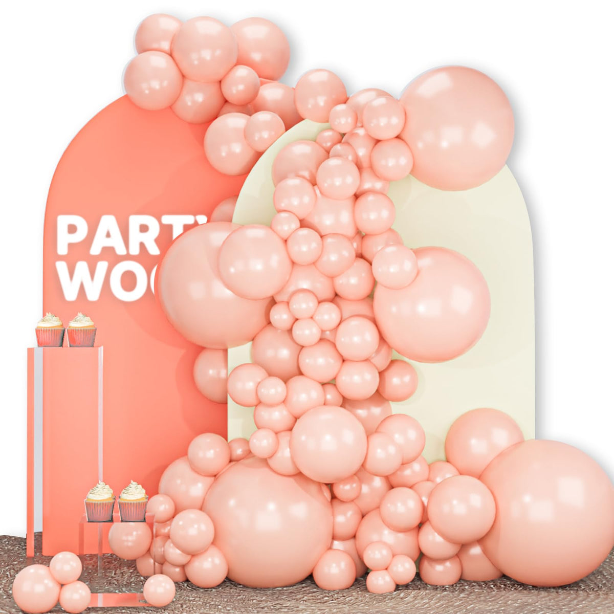 PartyWoo Pearl White Balloons 140pcs Metallic White Color Different Sizes