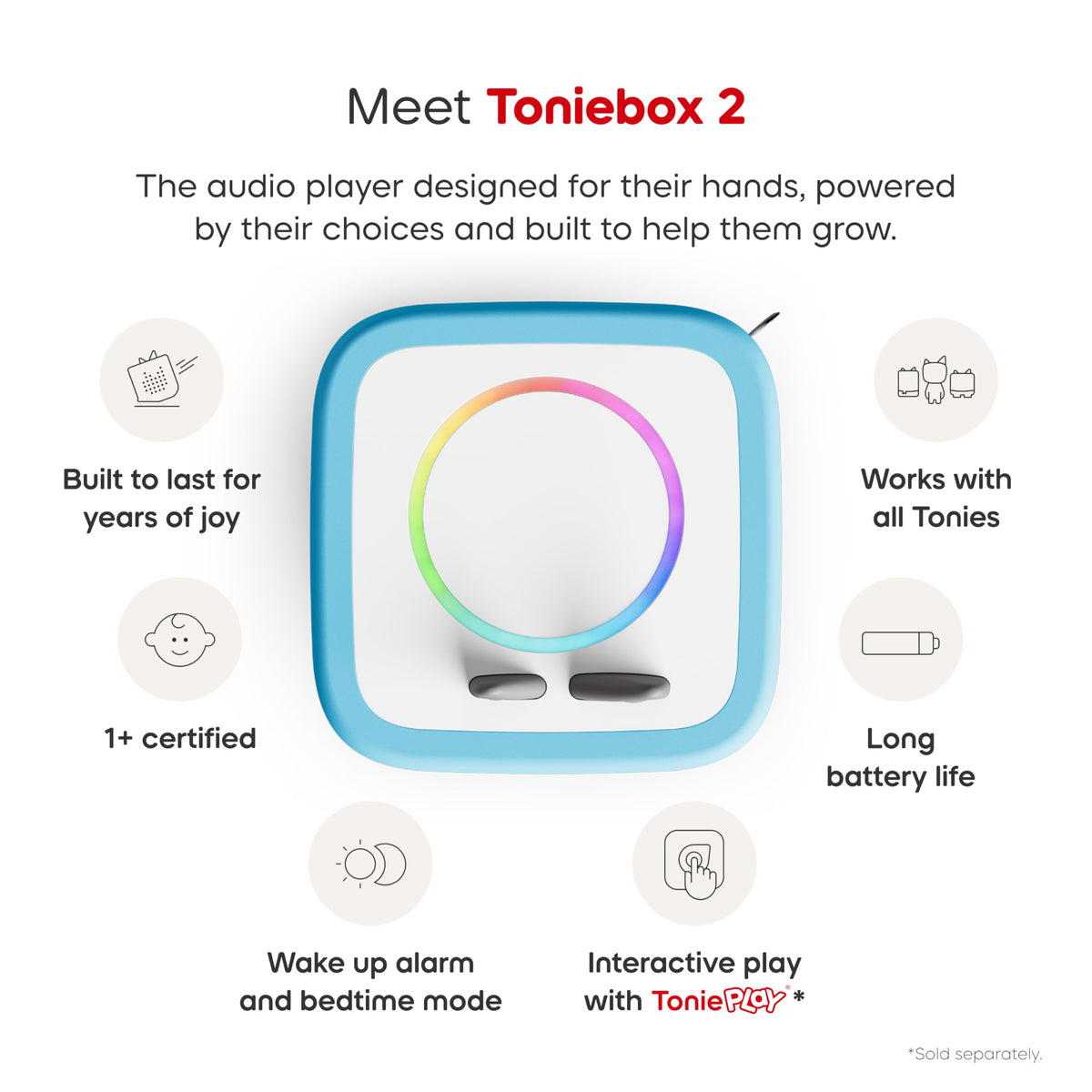 Toniebox 2 My First Farm Bundle for Kids 1+ with Soft and Squeezable Cow, Horse, and Pig - Cloud Pink