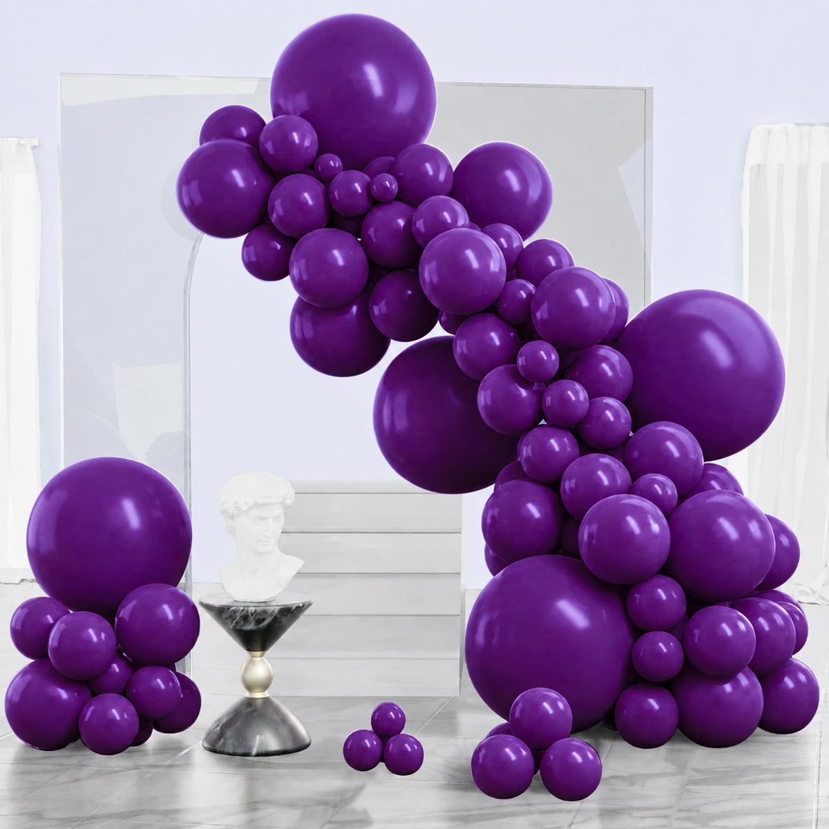 PartyWoo Pearl White Balloons 140pcs Metallic White Color Different Sizes