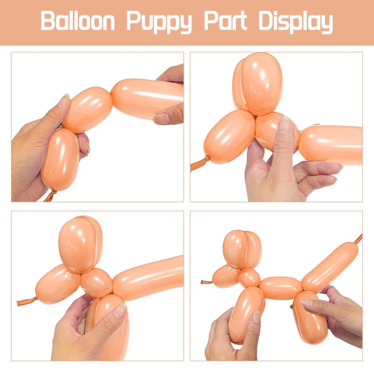 Long Orange 260 Balloons Kit for Kids Party Decor, Bright Long Balloons Twisting Animals Pack Thicken Latex for Halloween Orange Balloon Arch Party Decor.