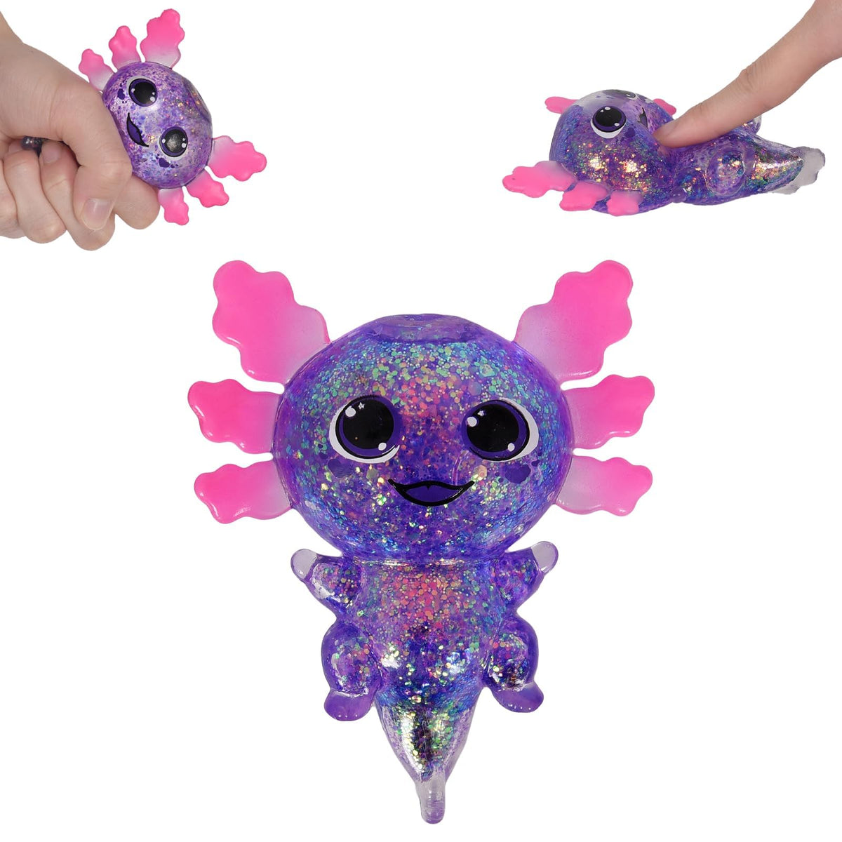 4pcs Axolotl Squishy Stress Relief Toy Glitter Fidget Toys Cute Malt Sugar Axolotl Toy Fidget Toys for Kids Youth Adult, Party Favors Anxiety Relief Squishy Toys(4pcs)