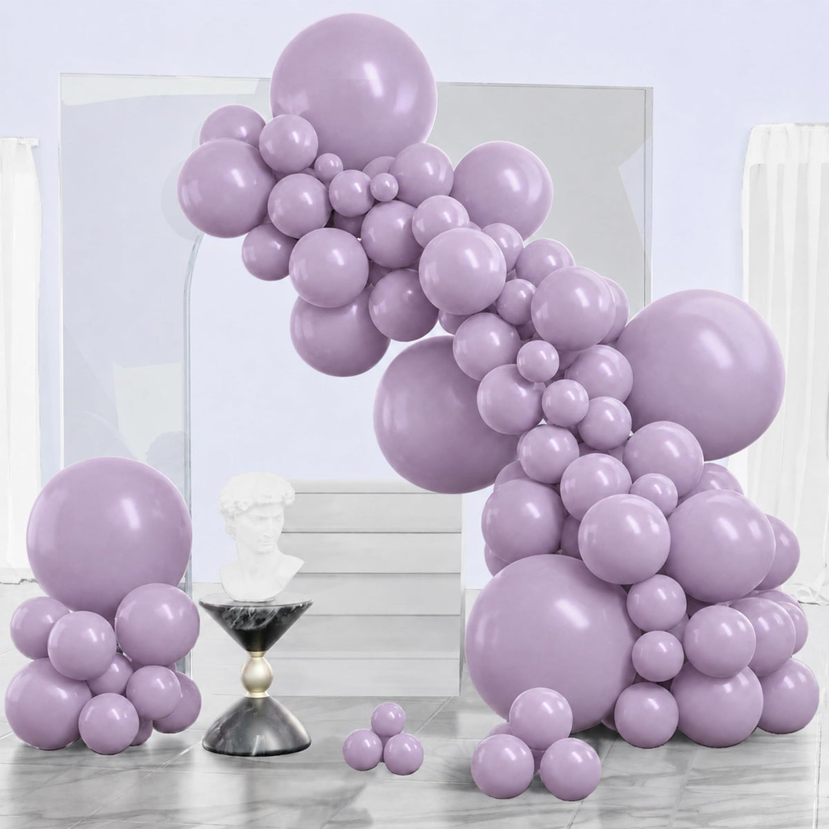 PartyWoo Pearl White Balloons 140pcs Metallic White Color Different Sizes