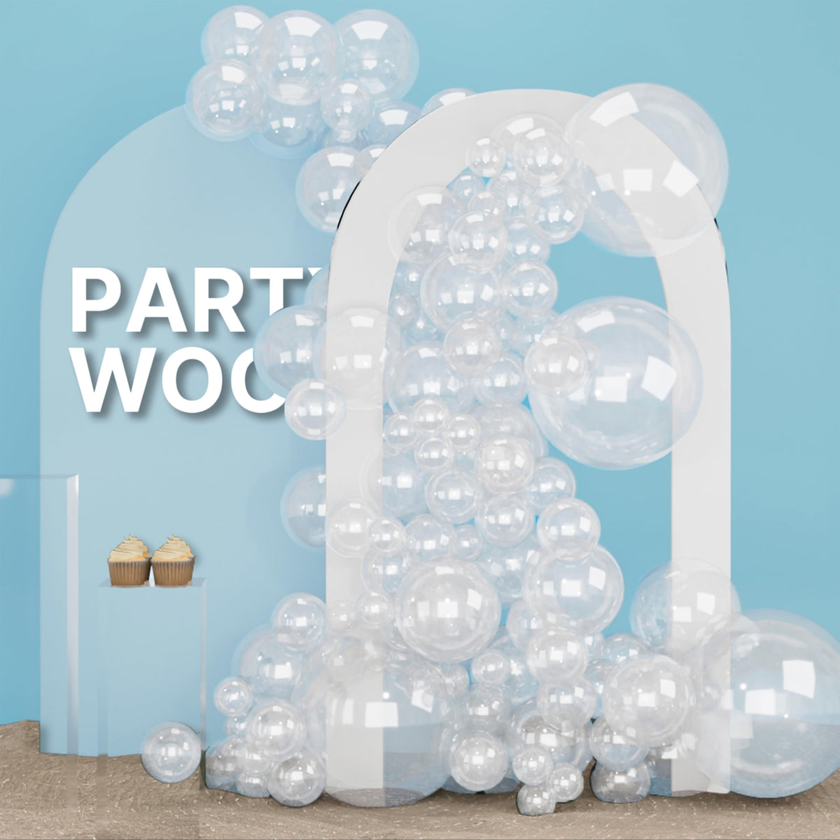 PartyWoo White Balloons 155pcs Matte White Latex Balloons Different Sizes