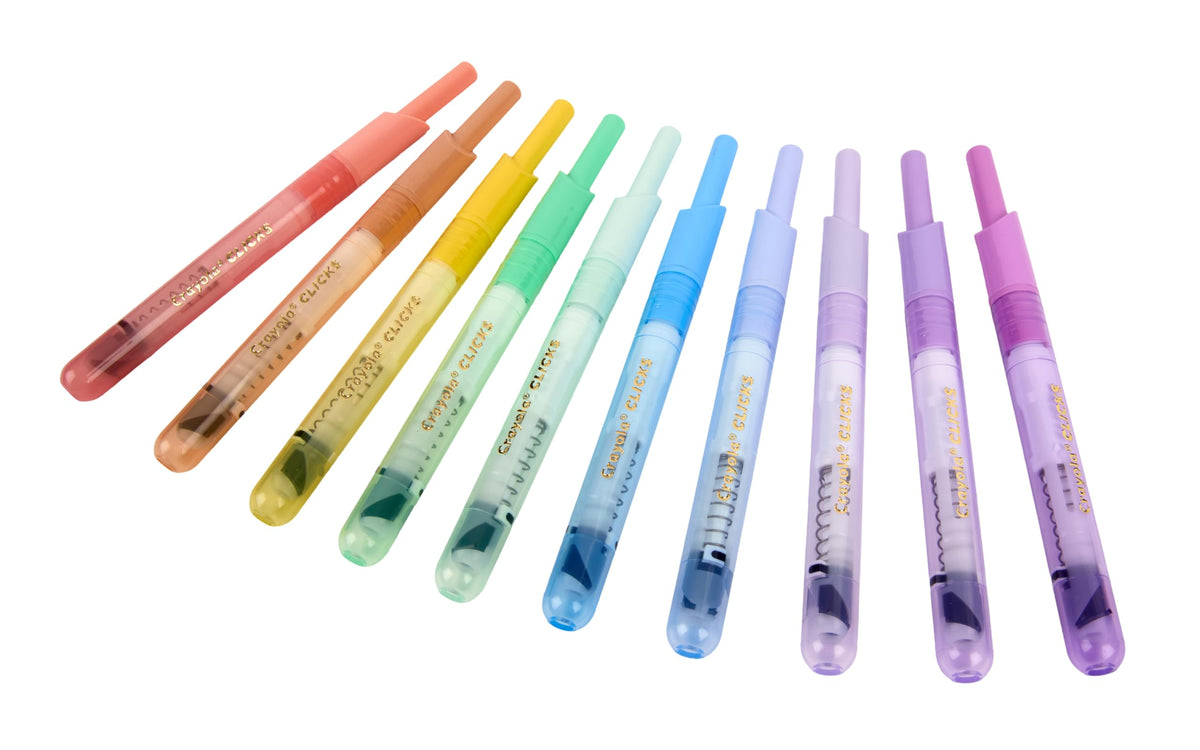 Crayola Clicks Retractable Tip Markers (10ct), Washable Cone Tip Art Marker Set, Cute Aesthetic School Supplies, Classroom Must Haves, Ages 8+