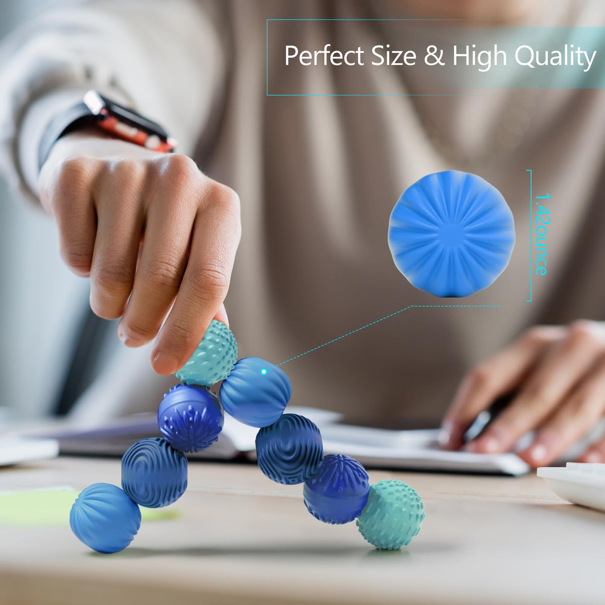 Silicone Magnetic Balls Fidget Toys for Adults & Teens,4PCS Stress Relief Sensory Toys for Autism ADHD Anxiety,Fun Textures Gadgets,Office Desk Toy,Stocking Stuffers for Women Men Teen Gift
