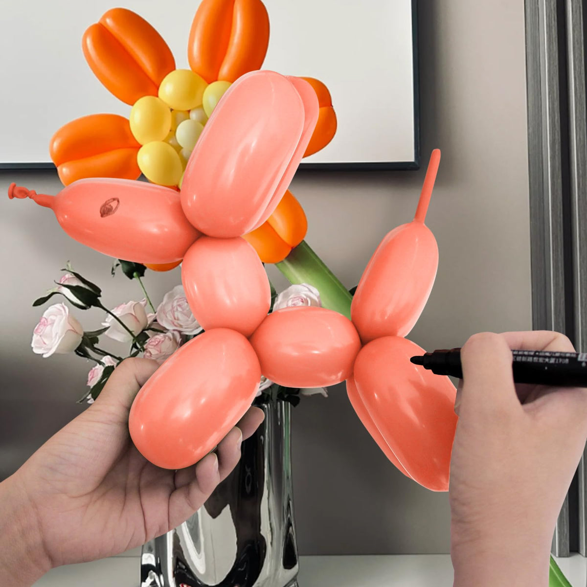 Long Orange 260 Balloons Kit for Kids Party Decor, Bright Long Balloons Twisting Animals Pack Thicken Latex for Halloween Orange Balloon Arch Party Decor.