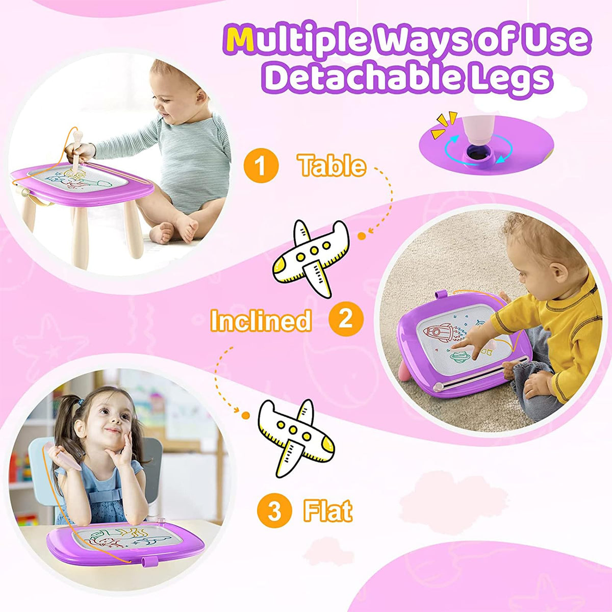 Kikidex Magnetic Drawing Board, Toddler Girl Toys for 1-3 Year Old, Doodle Board Pad Learning and Educational Toys for 1 2 3 Year Old Kids Birthday Gift (Light Blue)