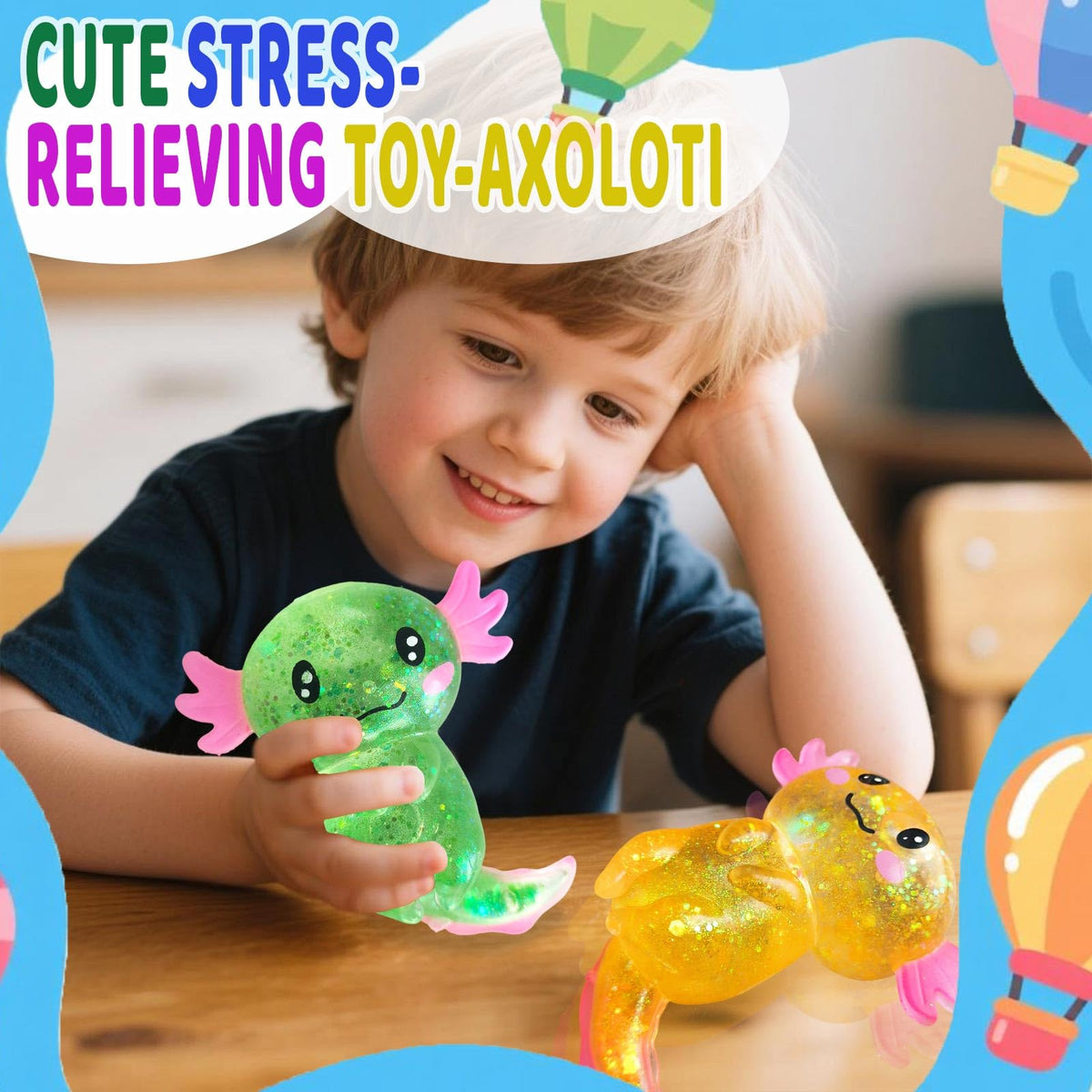 4pcs Axolotl Squishy Stress Relief Toy Glitter Fidget Toys Cute Malt Sugar Axolotl Toy Fidget Toys for Kids Youth Adult, Party Favors Anxiety Relief Squishy Toys(4pcs)