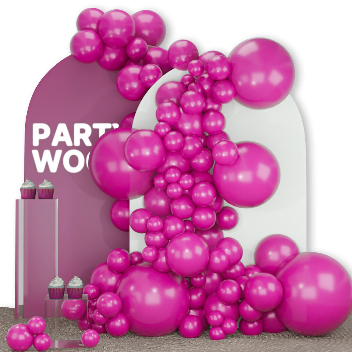 PartyWoo Pearl White Balloons 140pcs Metallic White Color Different Sizes