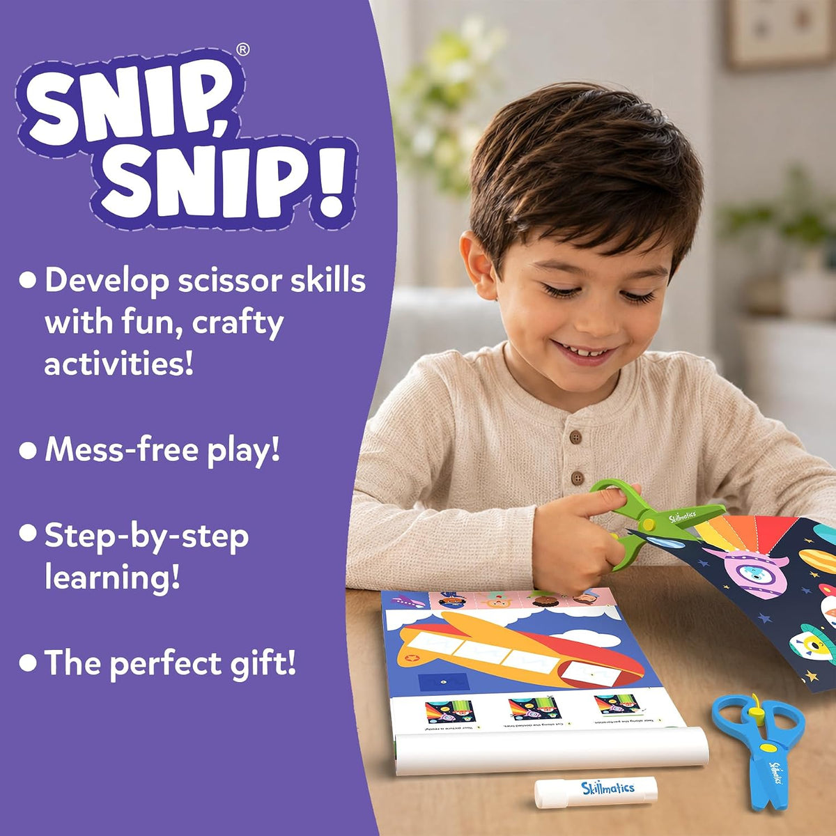 Skillmatics Snip Snip, Scissor Skills, Felt Craft Activity, Gift for Kids