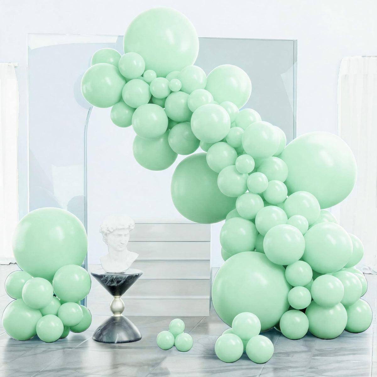 PartyWoo Pearl White Balloons 140pcs Metallic White Color Different Sizes