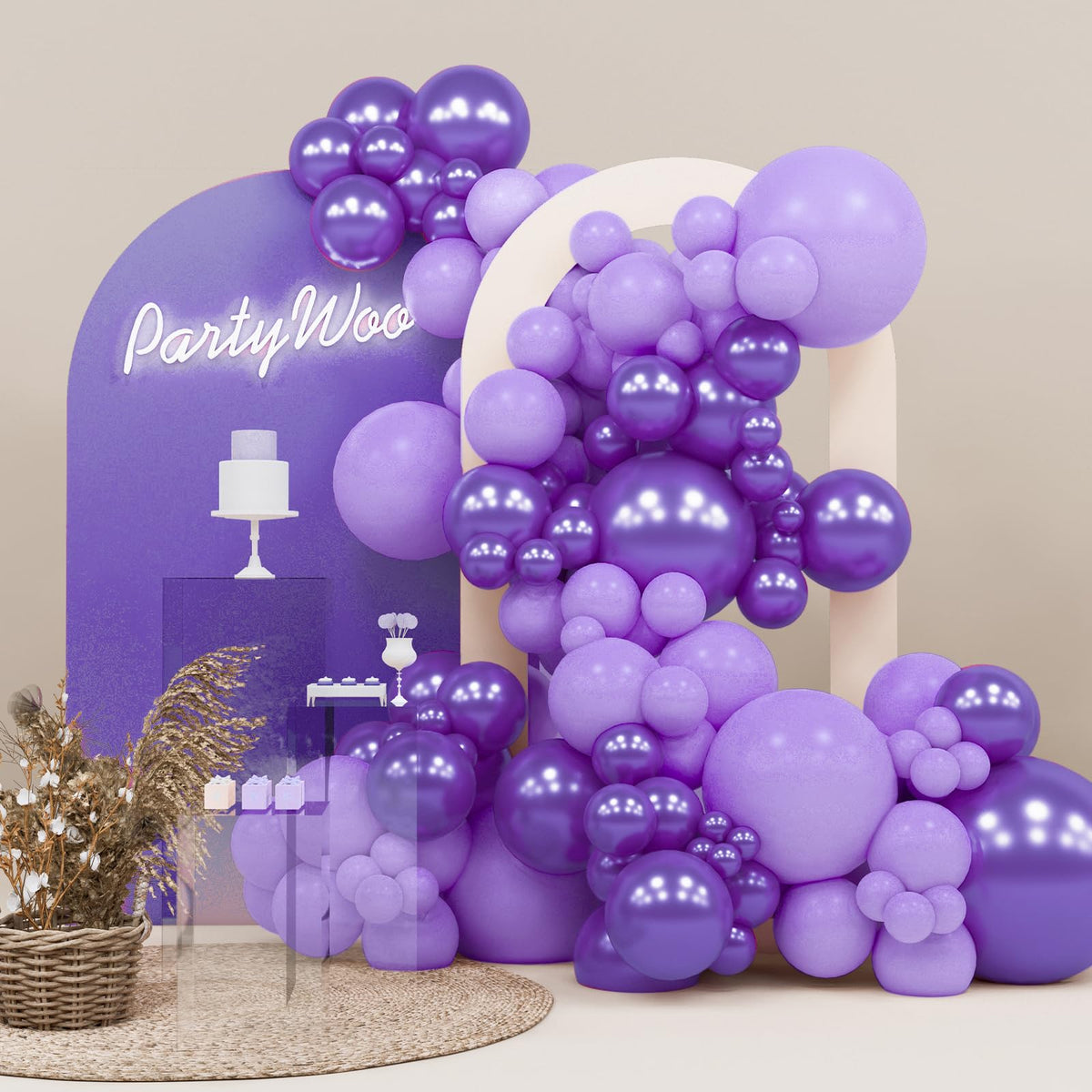 PartyWoo Pearl White Balloons 140pcs Metallic White Color Different Sizes