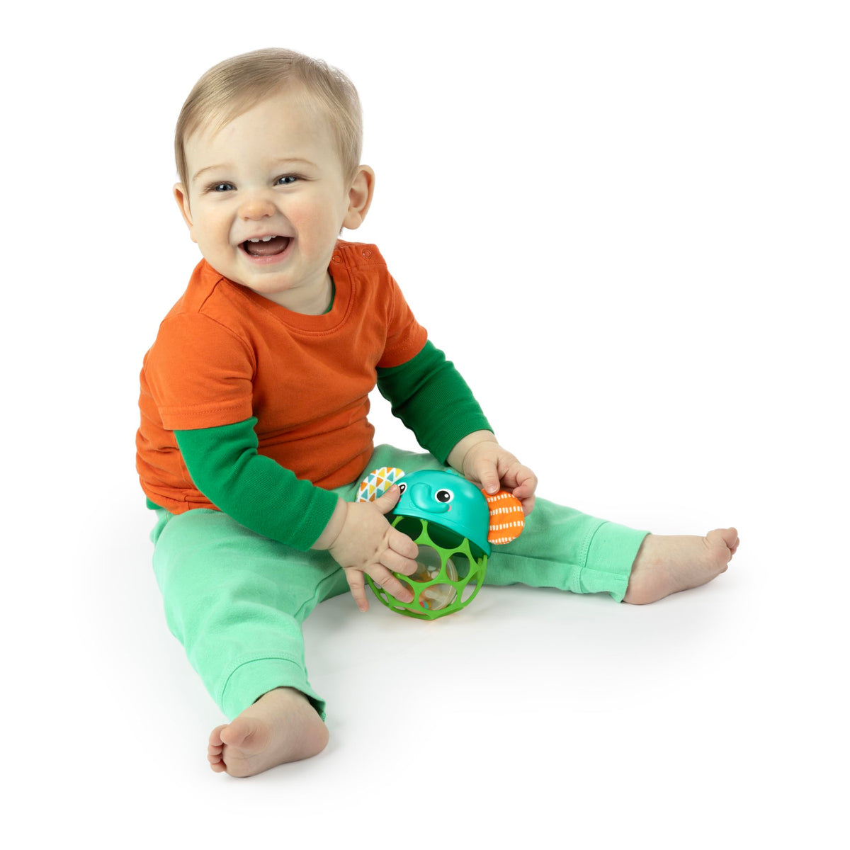 Bright Starts Oball Grippin' Goals Rattle Soccer Ball - Black & White, Easy-Grasp Toy for Newborn and Up