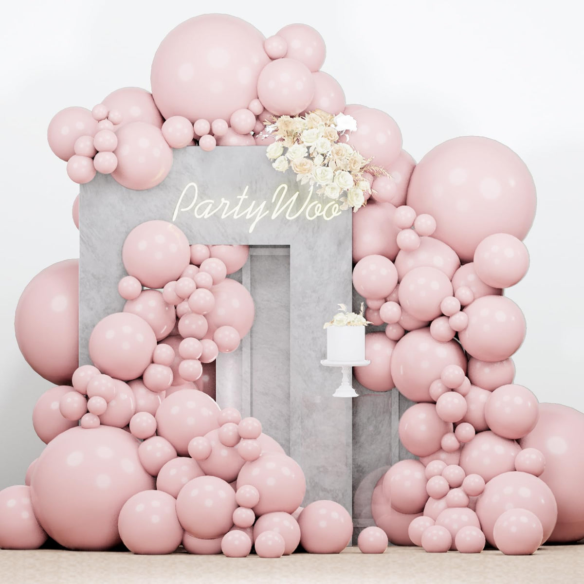 PartyWoo Pearl White Balloons 140pcs Metallic White Color Different Sizes