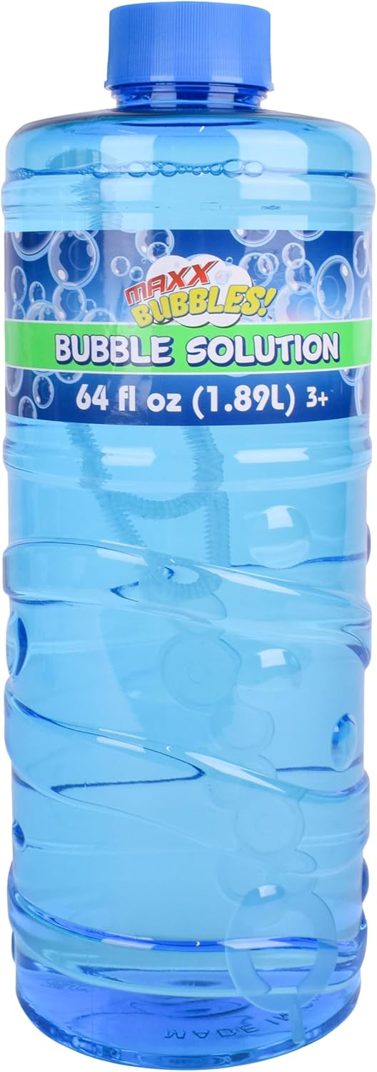 Sunny Days Entertainment Bubble Solution Refill with Wand 64oz Non Toxic Dye Free (1/2 Gallon), Kids Easy Grip Bottle Refill for Bubble Machine, Bubble Wands, Bubble Toys, Pack of 6