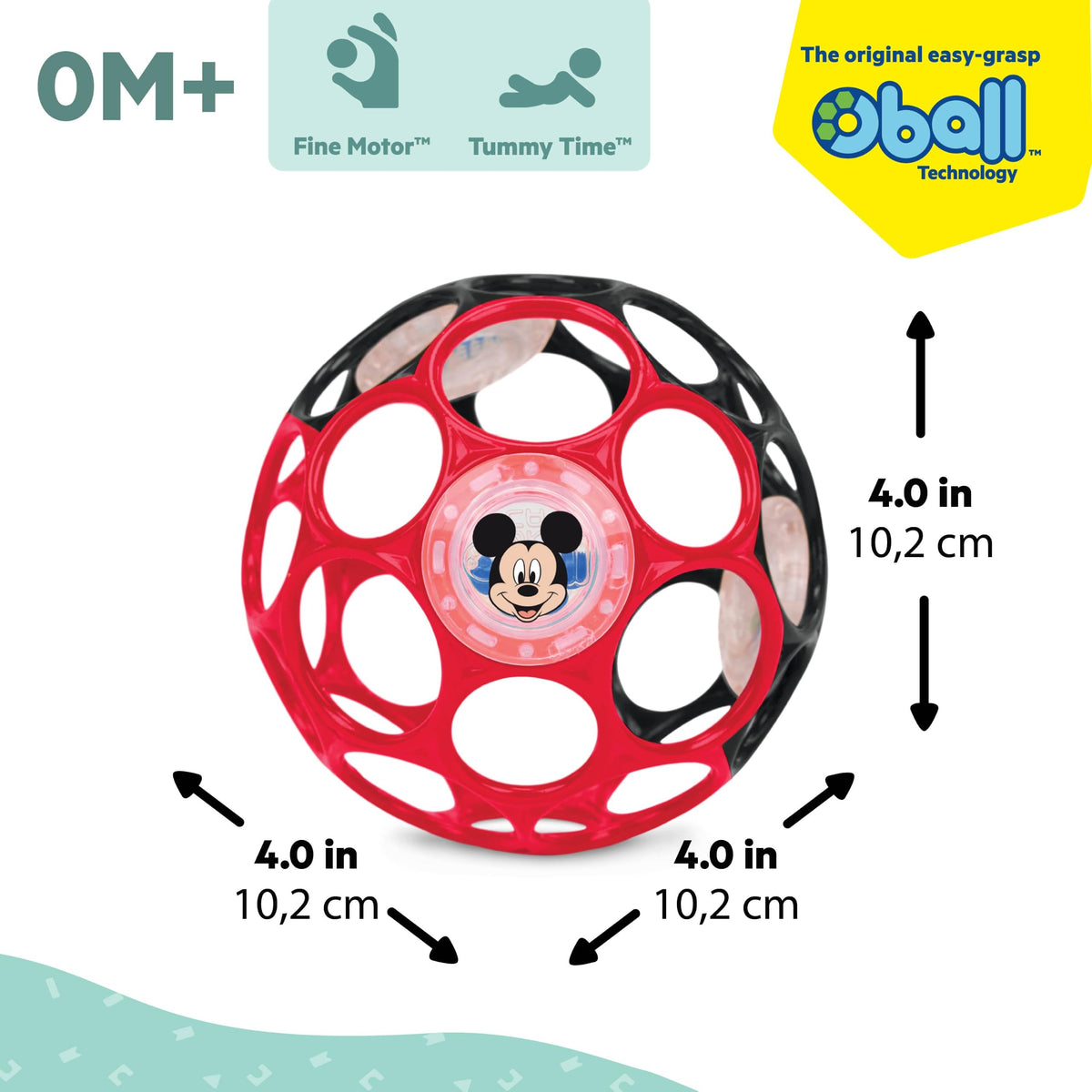 Bright Starts Oball Grippin' Goals Rattle Soccer Ball - Black & White, Easy-Grasp Toy for Newborn and Up