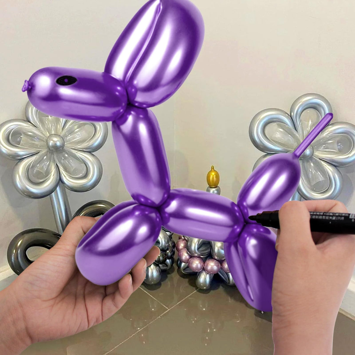 Long Orange 260 Balloons Kit for Kids Party Decor, Bright Long Balloons Twisting Animals Pack Thicken Latex for Halloween Orange Balloon Arch Party Decor.