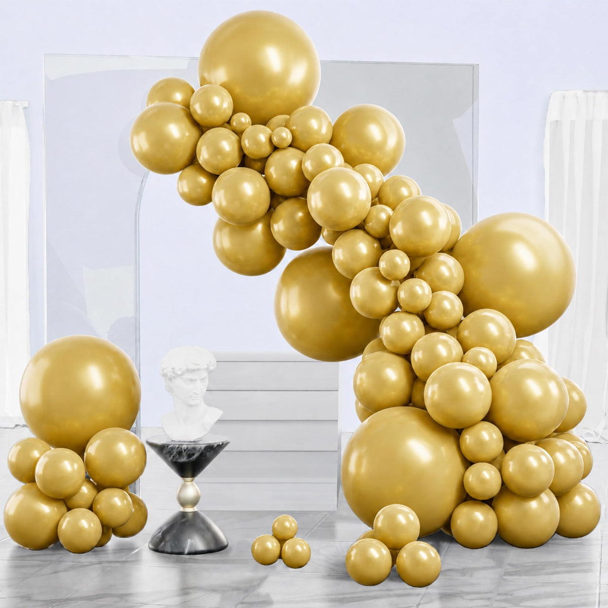 PartyWoo Pearl White Balloons 140pcs Metallic White Color Different Sizes