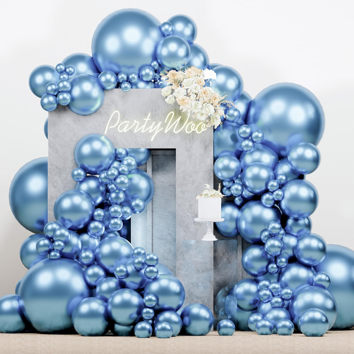 PartyWoo Pearl White Balloons 140pcs Metallic White Color Different Sizes