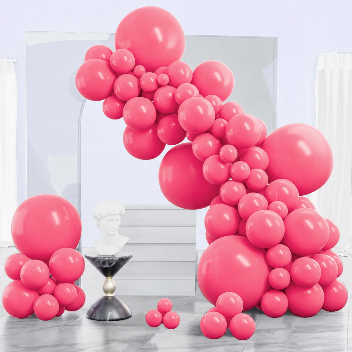 PartyWoo Pearl White Balloons 140pcs Metallic White Color Different Sizes