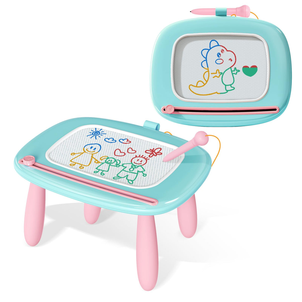 Kikidex Magnetic Drawing Board, Toddler Girl Toys for 1-3 Year Old, Doodle Board Pad Learning and Educational Toys for 1 2 3 Year Old Kids Birthday Gift (Light Blue)