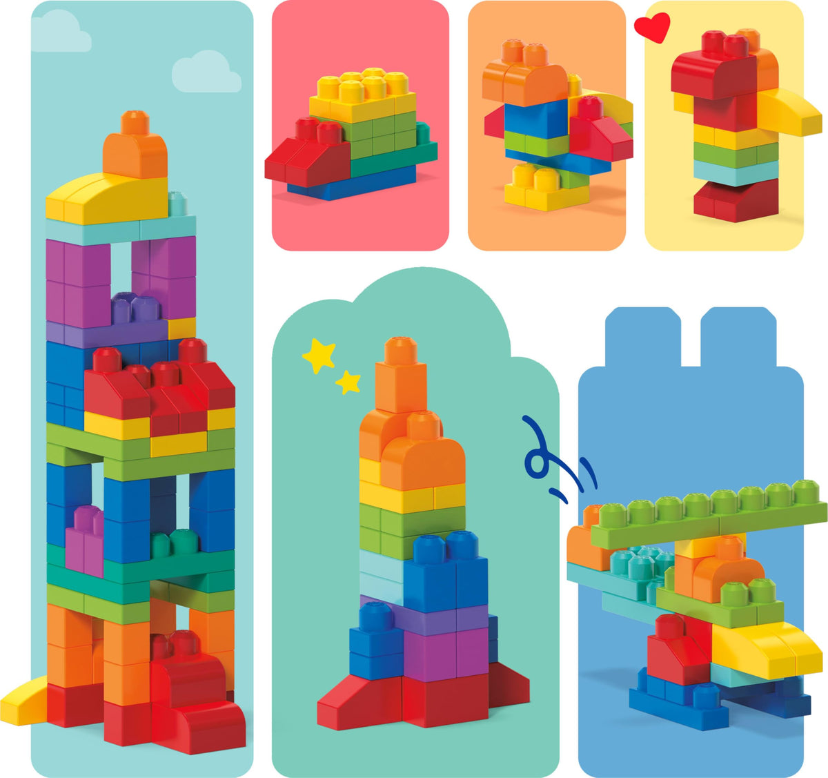 MEGA BLOKS First Builders Big Building Bag Toddler Blocks Toy Pink