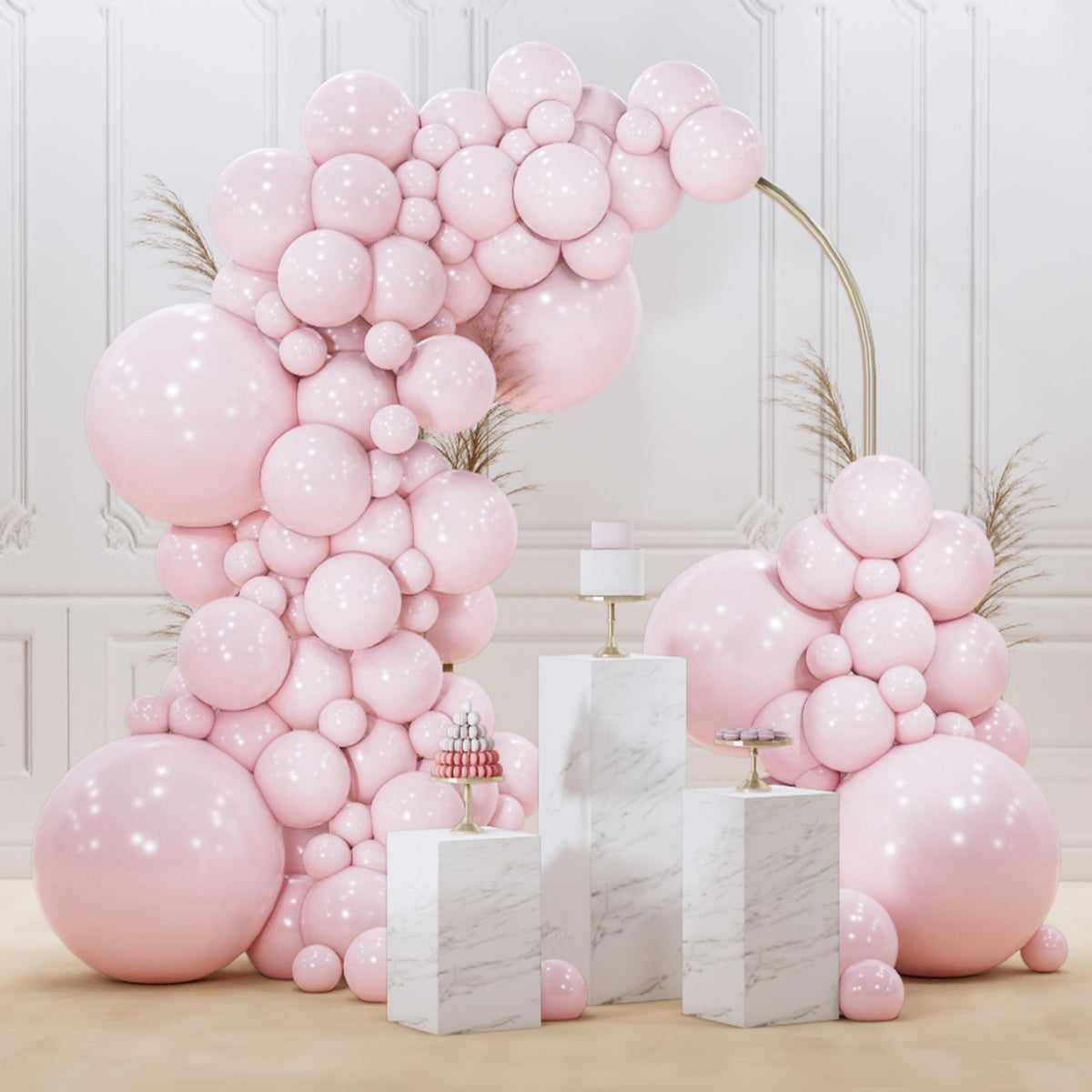 PartyWoo Pearl White Balloons 140pcs Metallic White Color Different Sizes