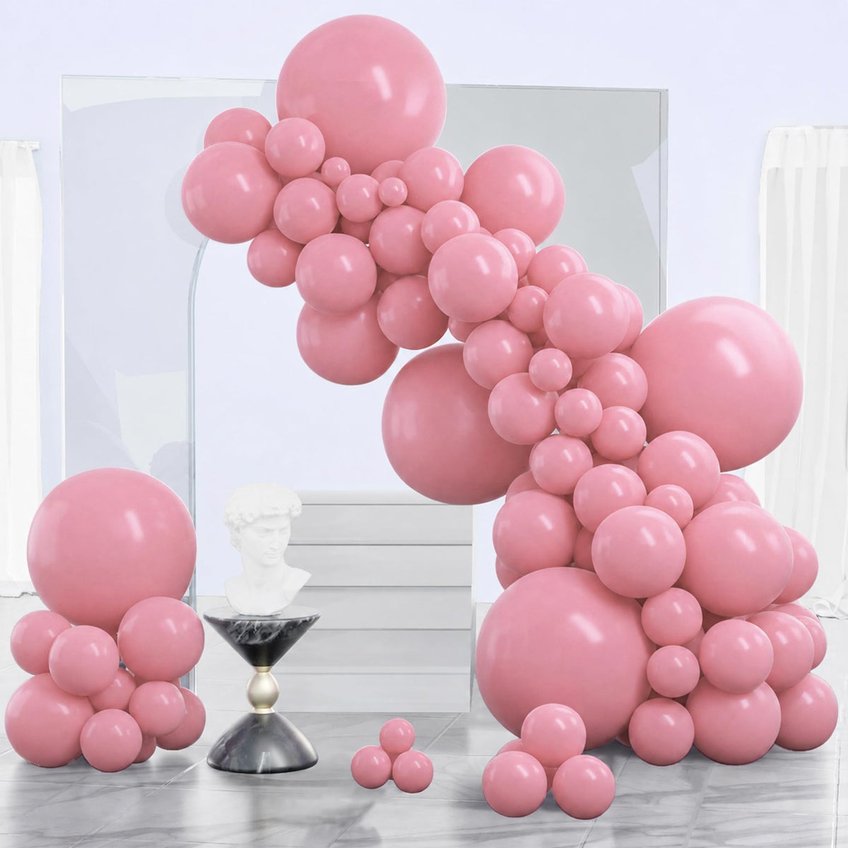 PartyWoo Pearl White Balloons 140pcs Metallic White Color Different Sizes