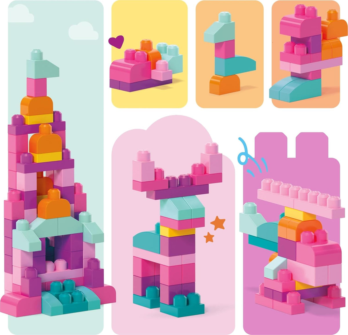 MEGA BLOKS First Builders Big Building Bag Toddler Blocks Toy Pink